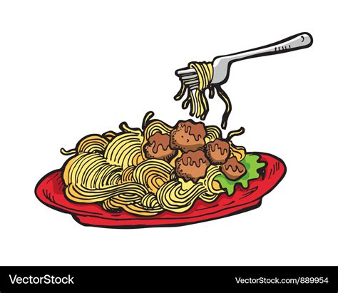 Meatballs Spaghetti Royalty Free Vector Image Vectorstock