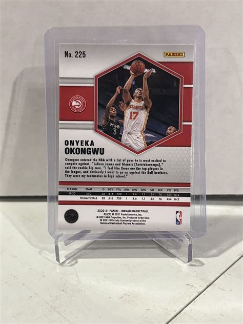 2020 21 Panini Mosaic Onyeka Okongwu Silver Prizm RC 225 Atlanta Hawks