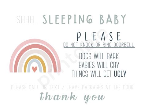 Printable Funny Baby Sleeping Sign Rainbow - Etsy