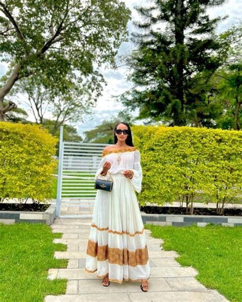 A Beautiful Shimena Habesha Kemis With Tilf Embellishments Ethiopian