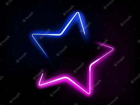 Premium Vector Glowing Star Frame Neon Light Vector Illustration