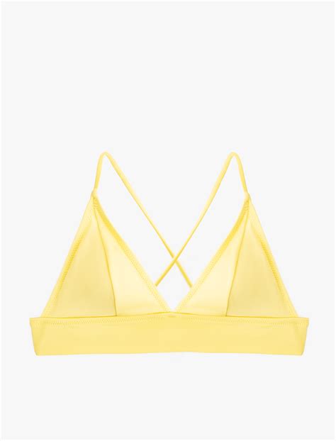Sarı Kadın Arkası Çapraz Bağlama Detaylı V Yaka Bralet Bikini Üstü SAK MM Koton