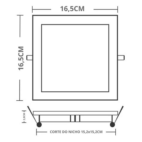 Painel Placa De Led Taschibra 12W Lys Quadrado Embutir Bivolt 6500K