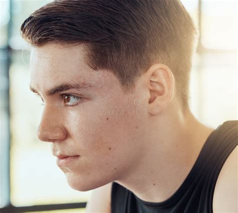 Thinking Man Face With Motivation And Focus In A Room Alone While