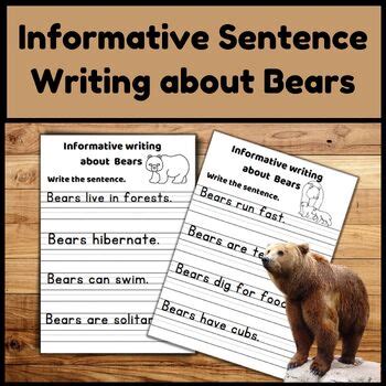 Informative Sentence Writing Practice Worksheets With True Facts Bears