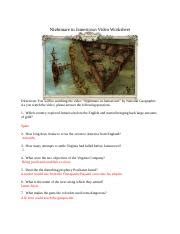 Nightmare In Jamestown Video Worksheet