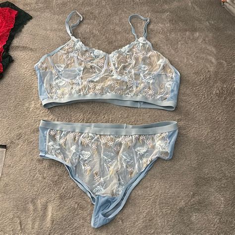 Shein Intimates Sleepwear Blue Lacey Lingerie Set Poshmark