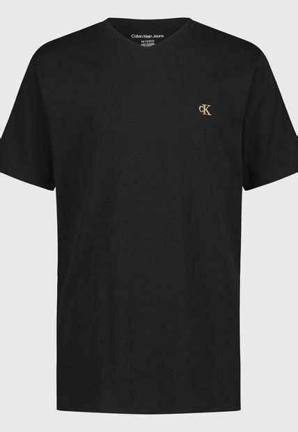 Polera Niño Calvin Klein Monogram V Neck Negro Calce Regular Compra