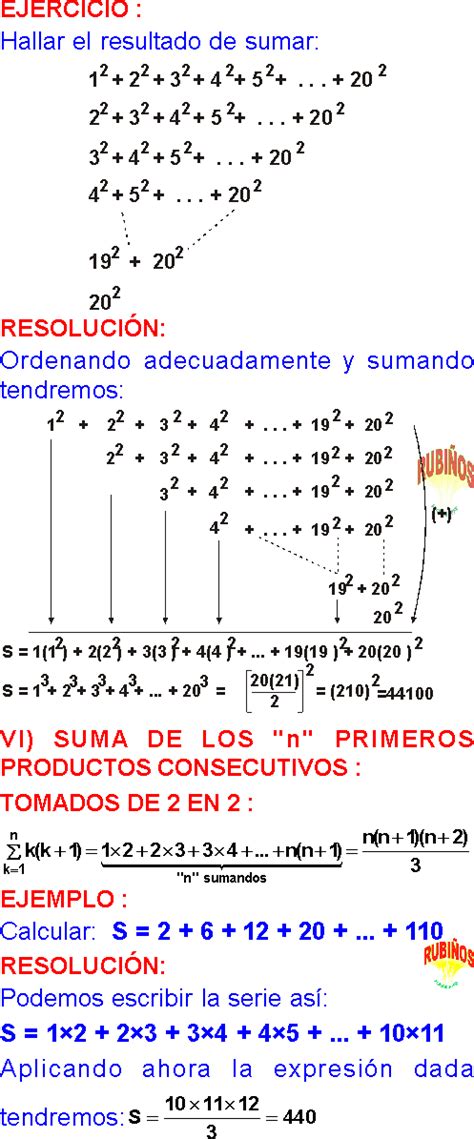 Series Y Sumatorias FÓrmulas MÉtodos Y Ejemplos De Razonamiento