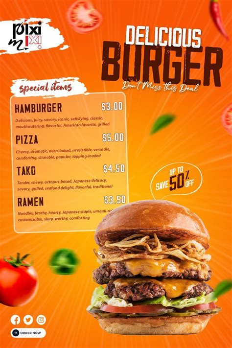 Delicious Burger Restaurant Menu Designs And Ideas Restaurant Menu Template Design In 2023