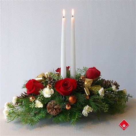 Pin By Bedouet On Arrangements Floraux Christmas Candle Centerpiece