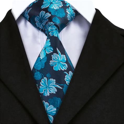 Dn 1427 Hi Tie Blue Floral Ties For Men Formal Necktie 8 5cm 100 Silk