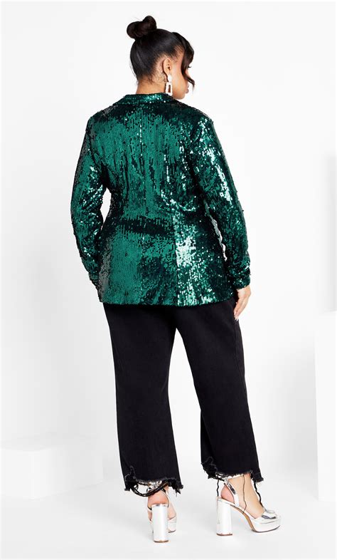 Womens Plus Size Sequin Seduction Emerald Jacket