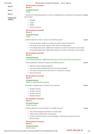 Adhoc And Wireless Sensor Network Nptel Assignment Answers 1 Pdf