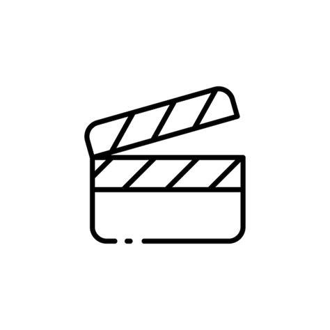 Premium Vector Clapperboard Line Icon Black Cinema Clapperboard