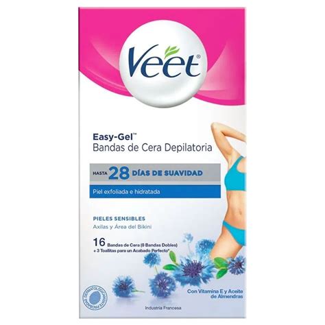 Veet Easy Grip Bandas Depilatorias De Cera Fría Axila Y área Del Bikini Piel Sensible