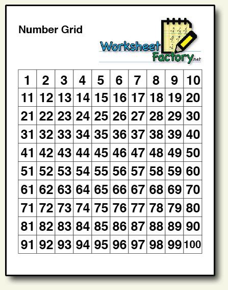 1000 Number Grid Chart Printable
