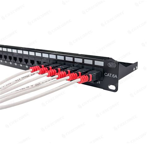 Component Level Cat6a Utp 180° 1u 24 Port Punch Down Panel With Support Bar Advanced Fiber