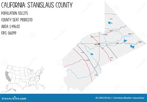 stanislaus county map  california vector illustration