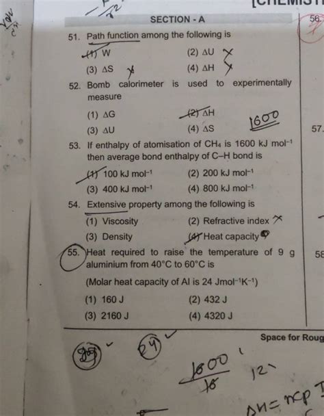 1600 53 If Enthalpy Of Atomisation Of Ch4 Is 1600 Kj Mol−1 Then Average