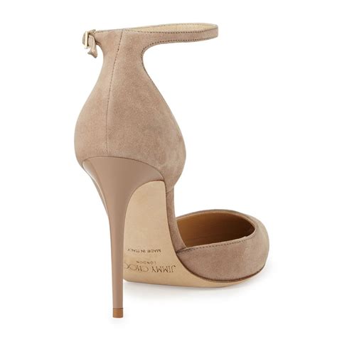 Jimmy Choo Lucy Half DOrsay Suede Pump Nude Shoes Post