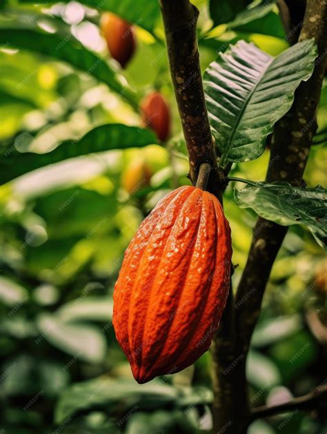 Premium AI Image | Cocoa fruit on a tree