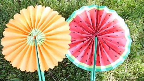 Diy How To Make Cute Paper Fans Hand Fans Folding Fans Watermelon