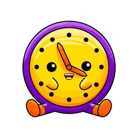 Reloj de pared kawaii carácter ilustración vectorial Vector Premium