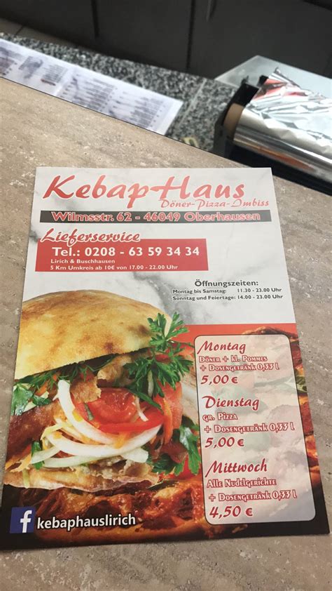 Speisekarte von Kebap Haus Lirich Döner Pizza Imbiss Oberhausen