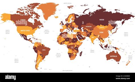 World Map Brown Orange Hue Colored On Dark Background High Detailed