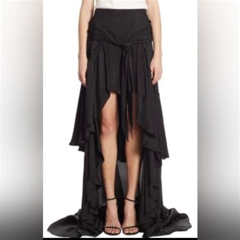 Cinq A Sept Skirts Cinq A Sept Amora Tiered High Low Skirt In Black