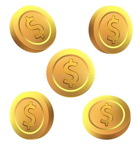 Gold Dollar Coins Set Vector Design on White Background Stock Vector - Illustration of profit ...