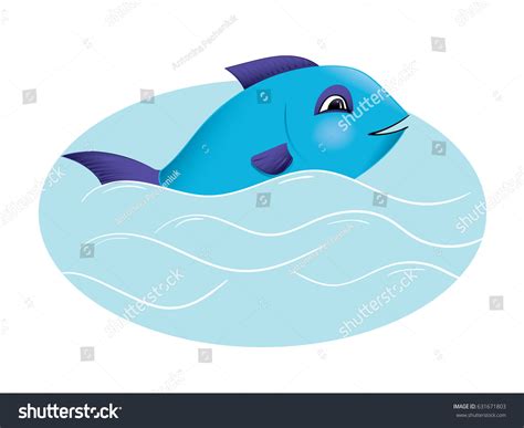 Cute Blue Fish Cartoon Character Illustration Stock Vector Royalty