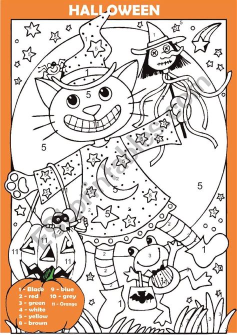 Halloween Colour By Number Esl Worksheet By Sandrazitta