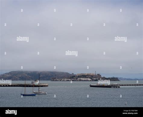 View Of Alcatraz Island From Fishermans Wharf Stock Photo Alamy