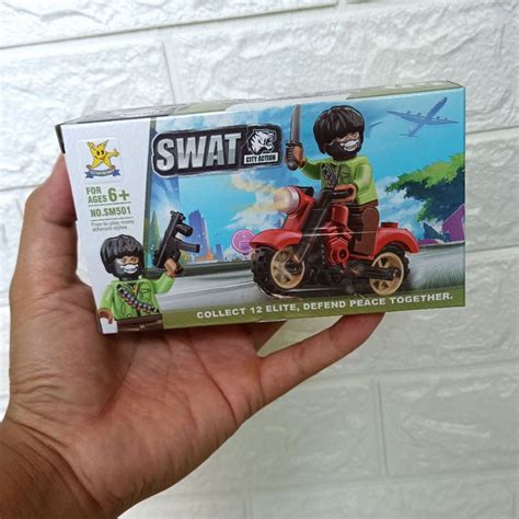 Jual Mainan Polisi Swat Bricks Minifigure Motor Police Army Balok Susun