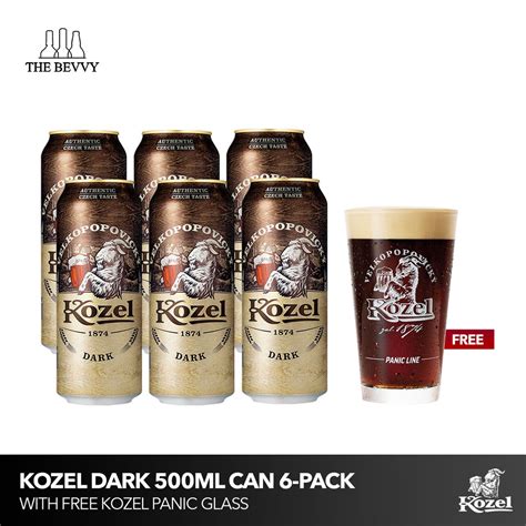 Kozel Dark 500ml x 6 Cans 6-Pack Dark Beer Czech Republic with Free ...