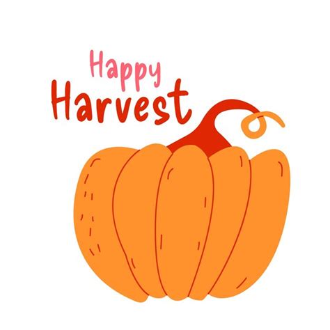 Premium Vector Happy Harvest Concept Orange Pumpkin With Text Happy