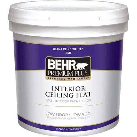 Behr Premium Plus Gal Flat Interior Ceiling Paint The Home Depot