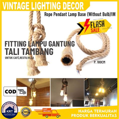 Jual Fitting Lampu Gantung Tali Tambang 1 5M 2 Kepala For LED Edison