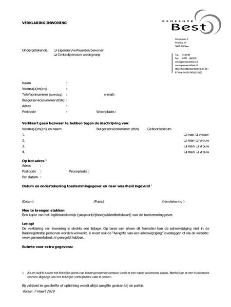 Invulbaar Online Verklaring Van Inwoning Mrt Rr Pdf Faxnummer Email