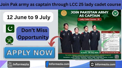 Join Pak Army As Captain Lady Cadet Course Batch