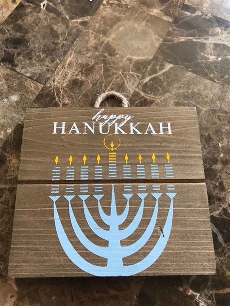 Cool Item Happy Hanukkah Cedar Wood Sign Wall Deco Happy Hanukkah