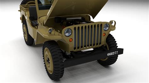 Full W Chassis Jeep Willys Mb Military Desert D Model Blend