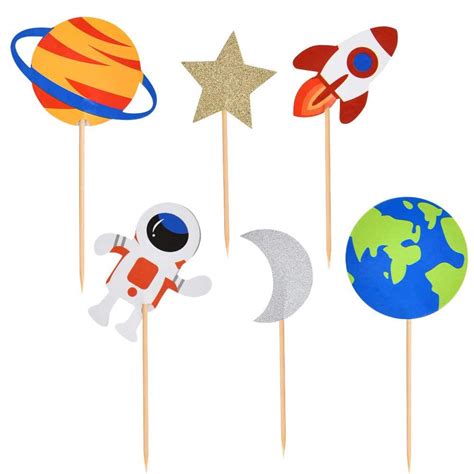 Buy Pcs Outer Space Cupcake Toppers Planet Outer Space Themed Party