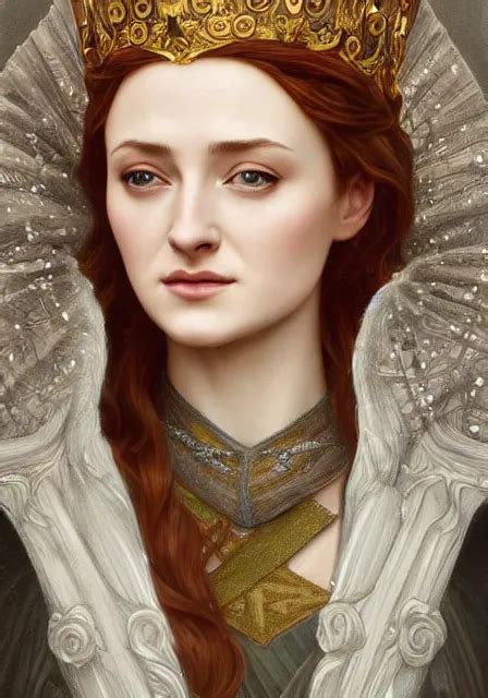 Portrait Of Sansa Stark With Crown Intricate Stable Diffusion