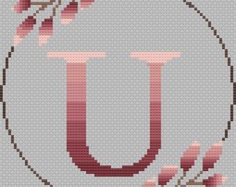 Monogram Floral Ombre Alphabet Letter I Cross Stitch Pattern Etsy