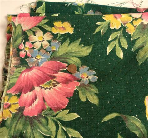 VINTAGE Barkcloth FABRIC 1940 S Barkcloth Pattern Art Retro Fabric