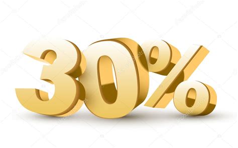 3d Shiny Golden Discount Collection 30 Percent Stock Vector Image By