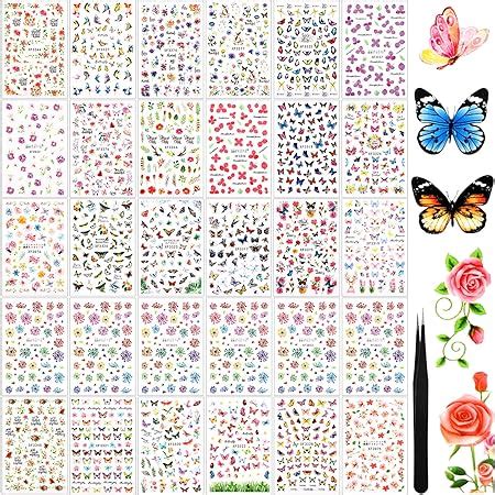 Amazon Sheets Butterfly Nail Art Stickers Self Adhesive